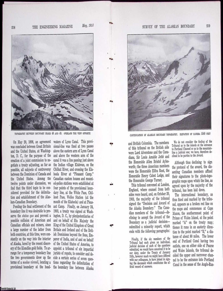 Item #634103 Alaskan Boundary; The Settlement and Survey of. 18 pages, illustrated. An article...