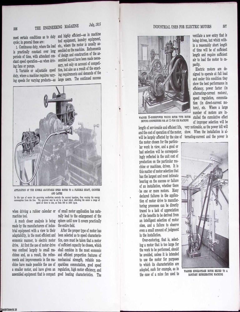 Item #634132 Where Electric Motors can be Used. An original article from The Engineering...