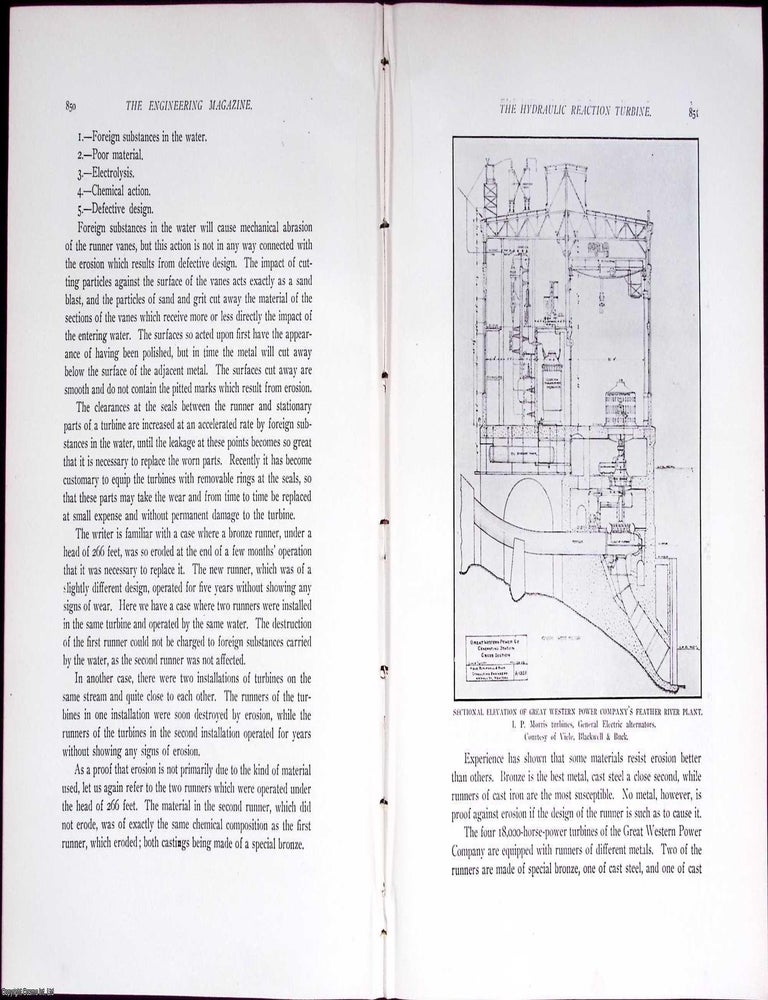 Item #634174 America; The Development of The Hydraulic Reaction Turbine. 20 pages, illustrated....