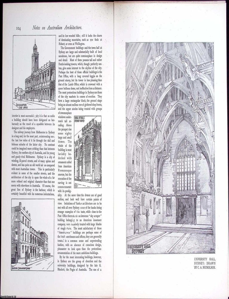 Item #634267 Australian Architecture; Specially Sketched and Written for The Review. 12 pages,...