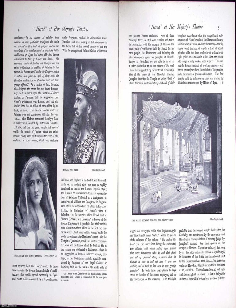Item #634302 Art and Architecture on The Stage, Herod at Her Majesty's Theatre. 12 pages,...