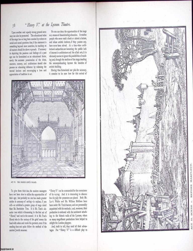 Item #634306 Art and Architecture on The Stage, Henry V. at The Lyceum Theatre. 8 pages, with...