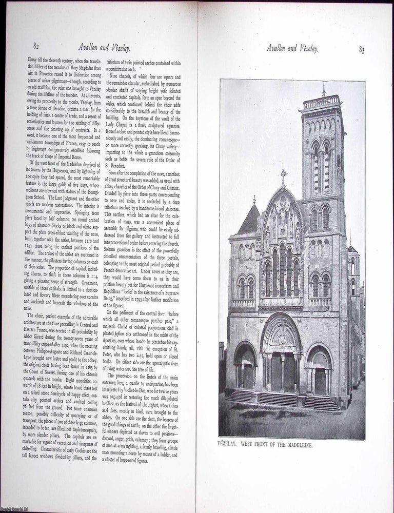 Item #634319 Avallon and Vezelay. 12 pages, with illustrations & photographs. An article...