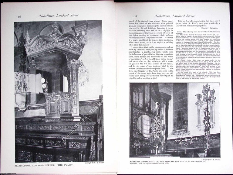 Item #634324 Allhallows, Lombard Street. 12 pages, with illustrations & photographs. An...