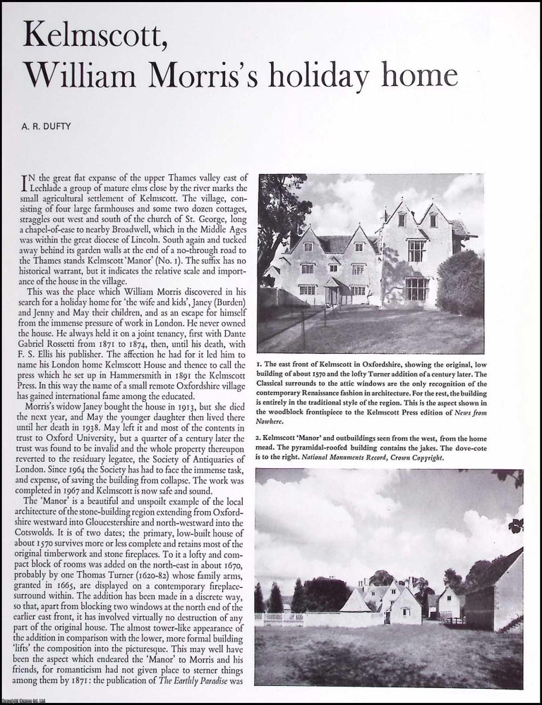 Item #634639 Kelmscott, William Morris's Holiday Home. An original article from The...