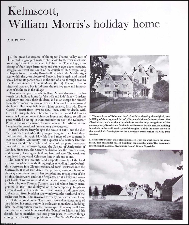 Item #634639 Kelmscott, William Morris's Holiday Home. An original article from The...