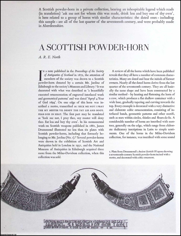 Item #634723 A Scottish Powder Horn. An original article from The Connoisseur, 1975. A. R. E. North