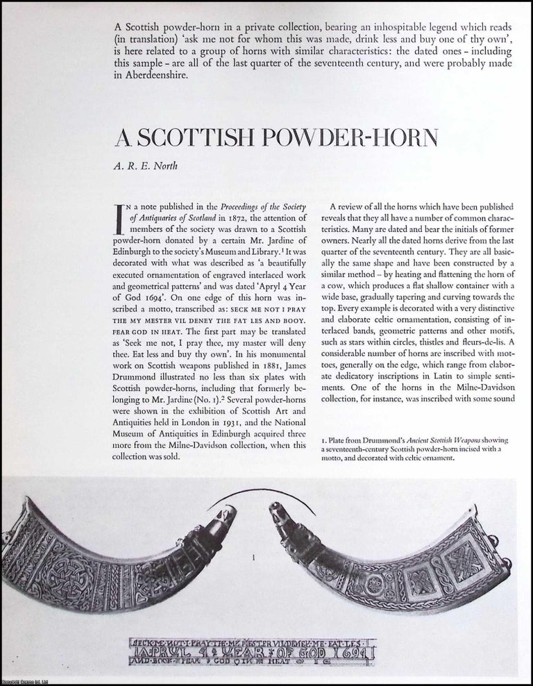 Item #634723 A Scottish Powder Horn. An original article from The Connoisseur, 1975. A. R. E. North