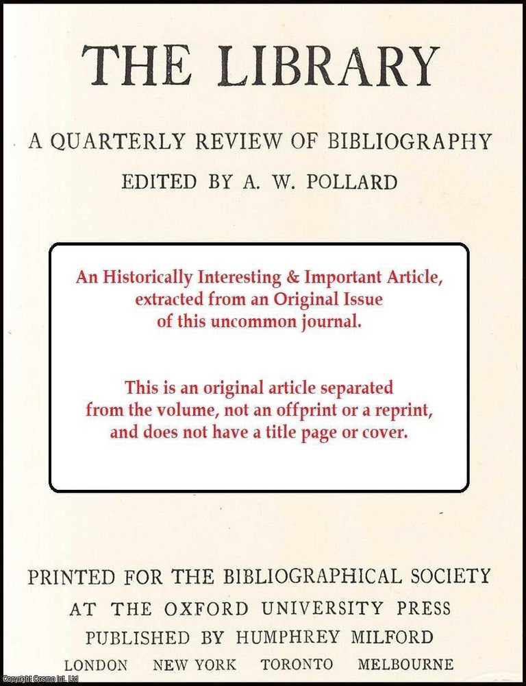 Item #636945 The Official Inauguration of The Bodleian Library on 8 November 1602. An original...