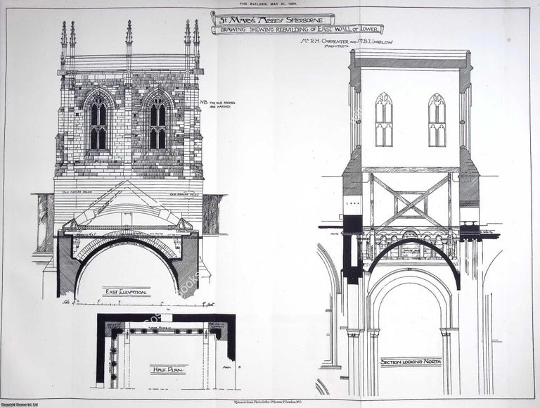 Item #638609 1884 : St. Mary's Abbey, Sherborne. Drawing Showing The Rebuilding of The East...
