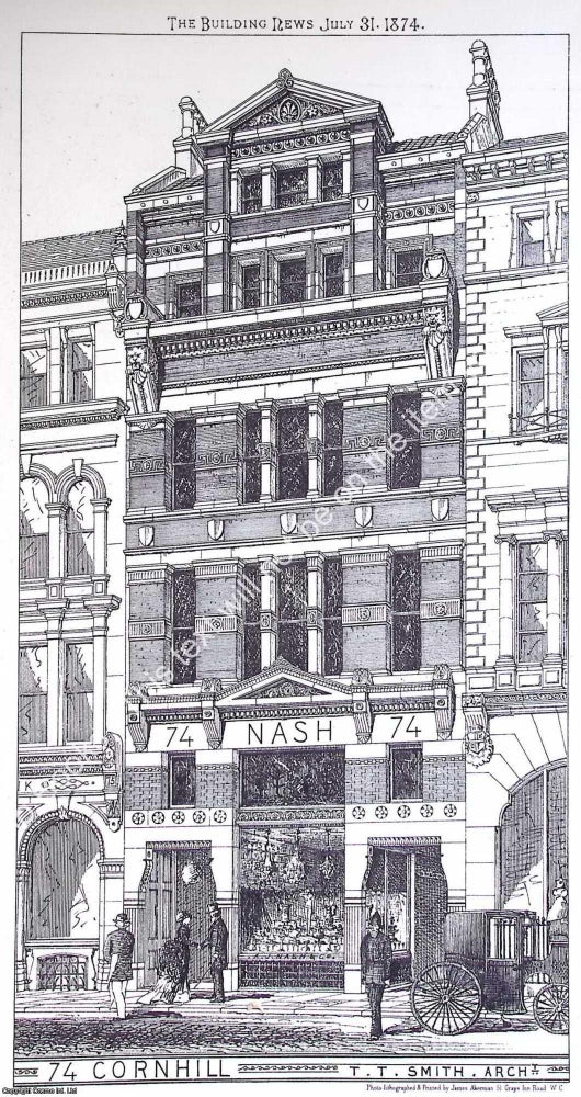 Item #638806 1874 : 74 Cornhill. T. T. Smith, Architect. An original page from The Building News....
