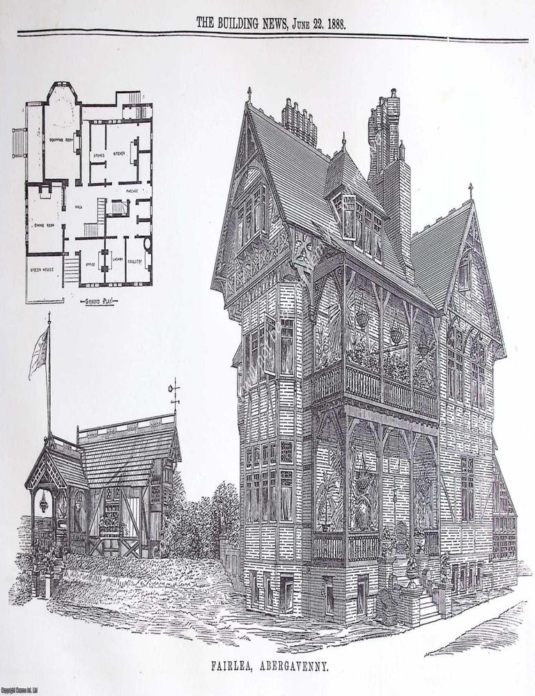 Item #639285 1888 : Abergavenny, Fairlea. An original page from The Building News. An Illustrated...