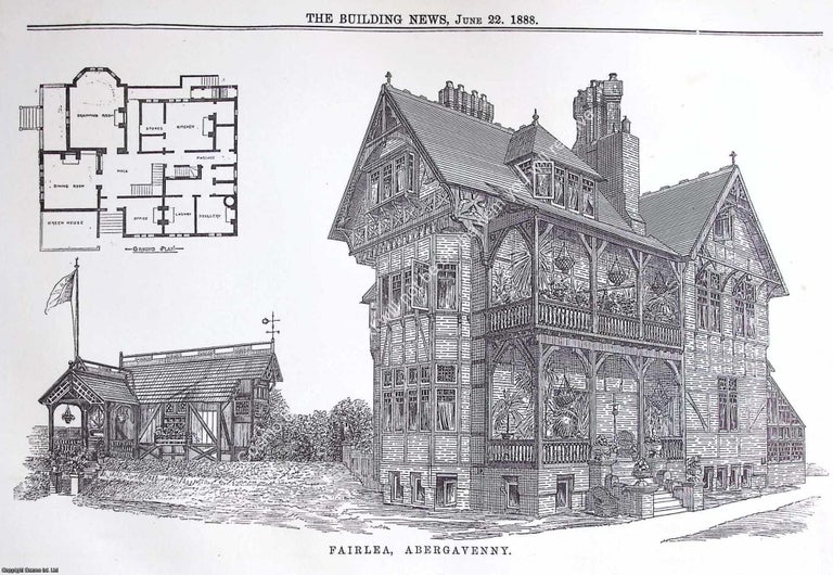 Item #639285 1888 : Abergavenny, Fairlea. An original page from The Building News. An Illustrated...