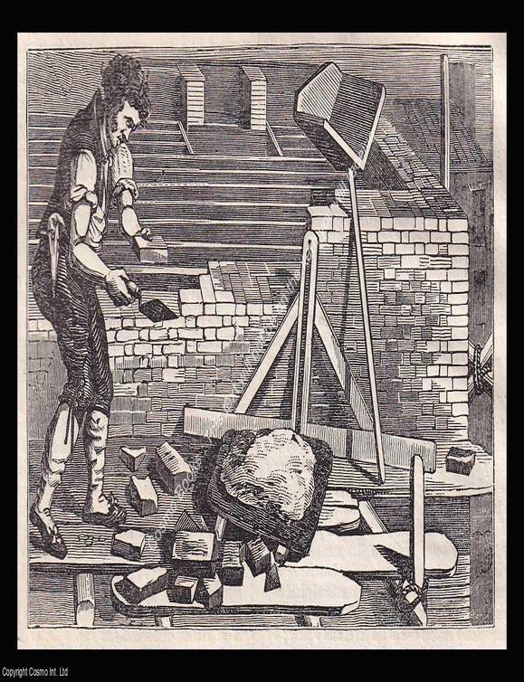 Item #639444 Bricklaying, Useful Art of Buildings. An 1836 original woodcut engraving. Image 8 x...