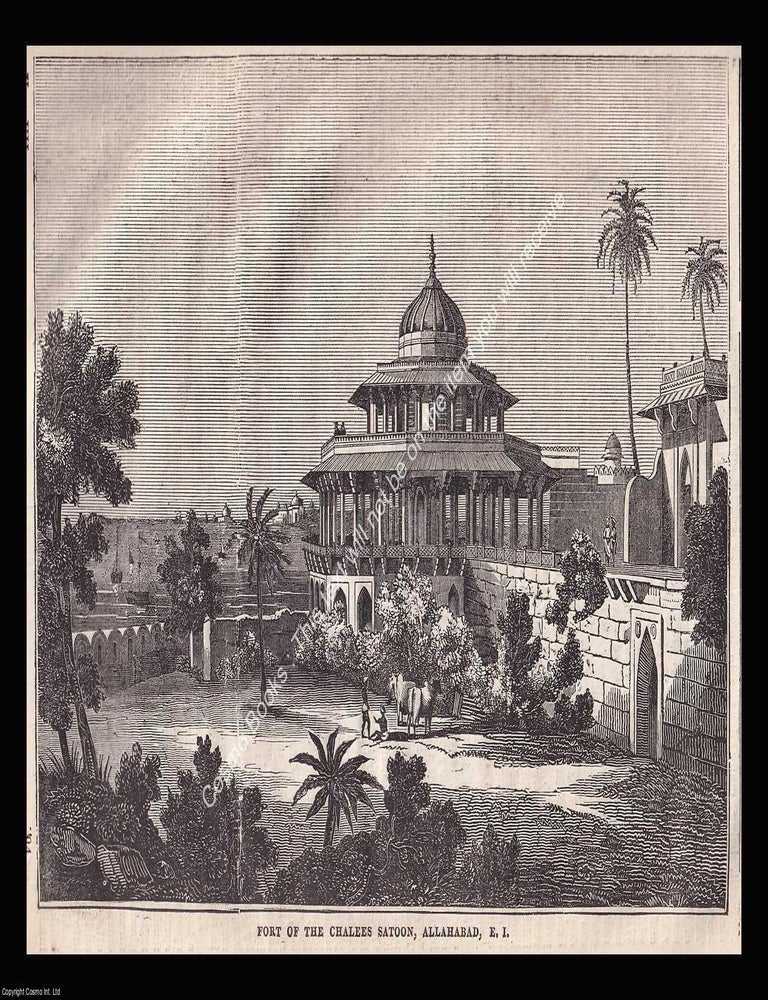 Item #639496 The Fort of The Chalees Satoon, Allahabad. An 1835 original woodcut engraving. Image...