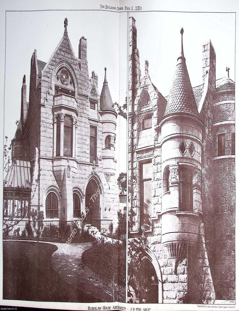 Item #639774 1889 : Aberdeen, Rubislaw House. J. B. Pine, Architect. An original page from The...