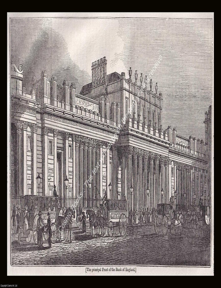 Item #639973 The Principal Front of The Bank of England. An 1834 original woodcut engraving....