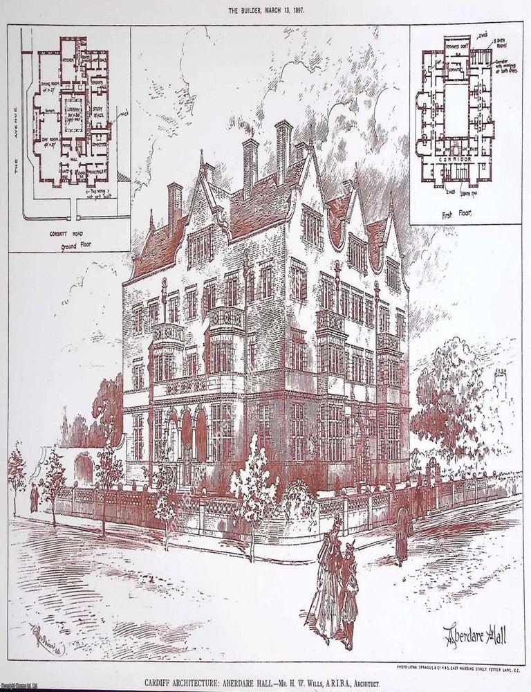Item #639996 1897 : Aberdare Hall, Cardiff Architecture. H. W. Wills, Architect. An original page...