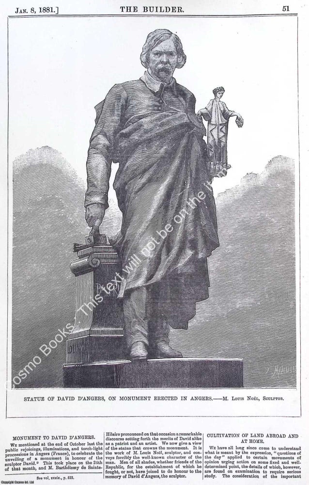 Item #640101 1881 : A Statue of David D'Angers, on Monument Erected in Angers. M. Louis...