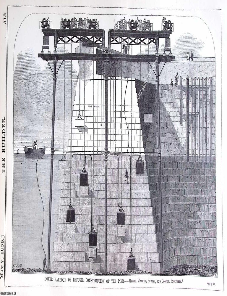 Item #641701 1859 : Dover Harbour of Refuge, Construction of The Pier. An original page from The...