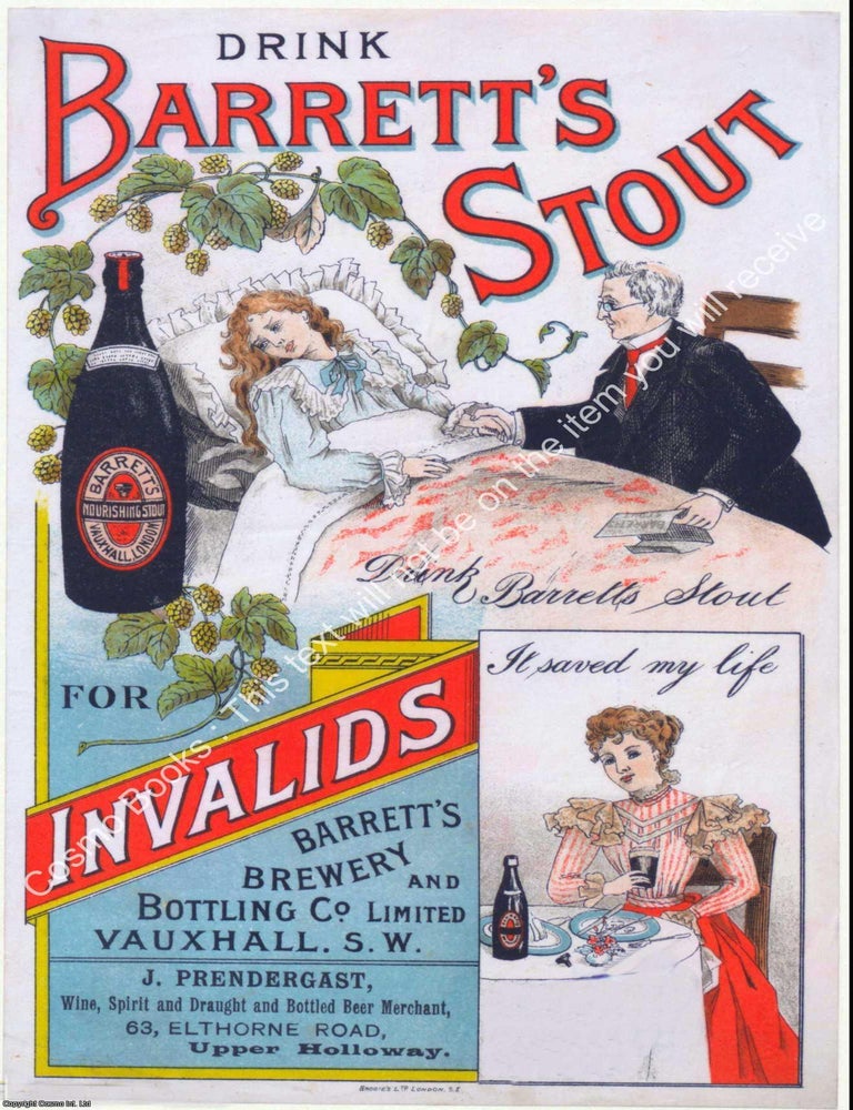 Item #807306 Barretts Stout. PRINT : A MODERN COLOUR REPRINT of an original Advertisement from...