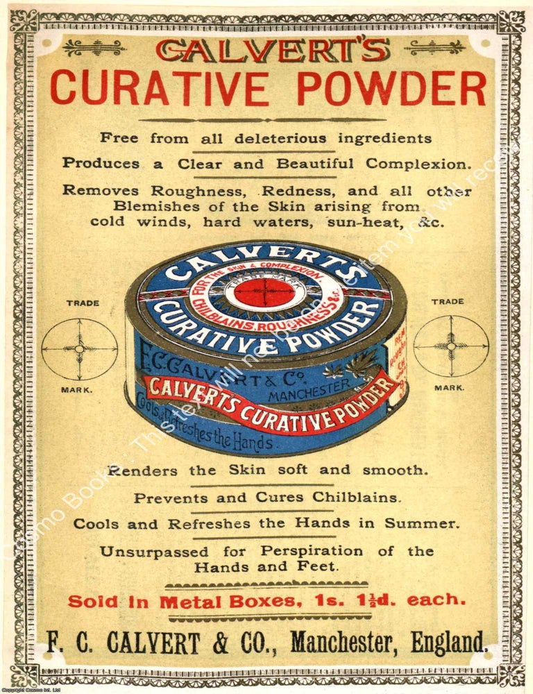 Item #807334 Calvert's Curative Powder 1891. PRINT : A MODERN COLOUR REPRINT of an original...