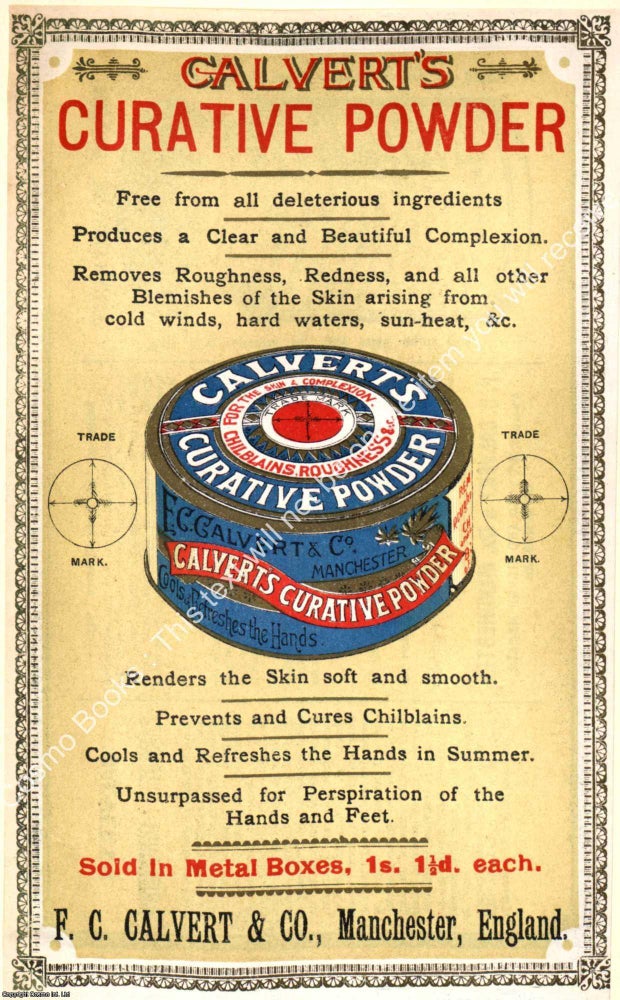 Item #807334 Calvert's Curative Powder 1891. PRINT : A MODERN COLOUR REPRINT of an original...