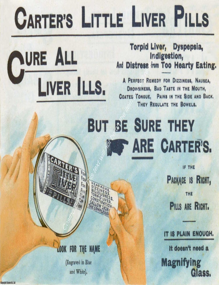 Item #807398 Carter's Little Liver Pills : Cure All Liver Ills. PRINT : A MODERN COLOUR...