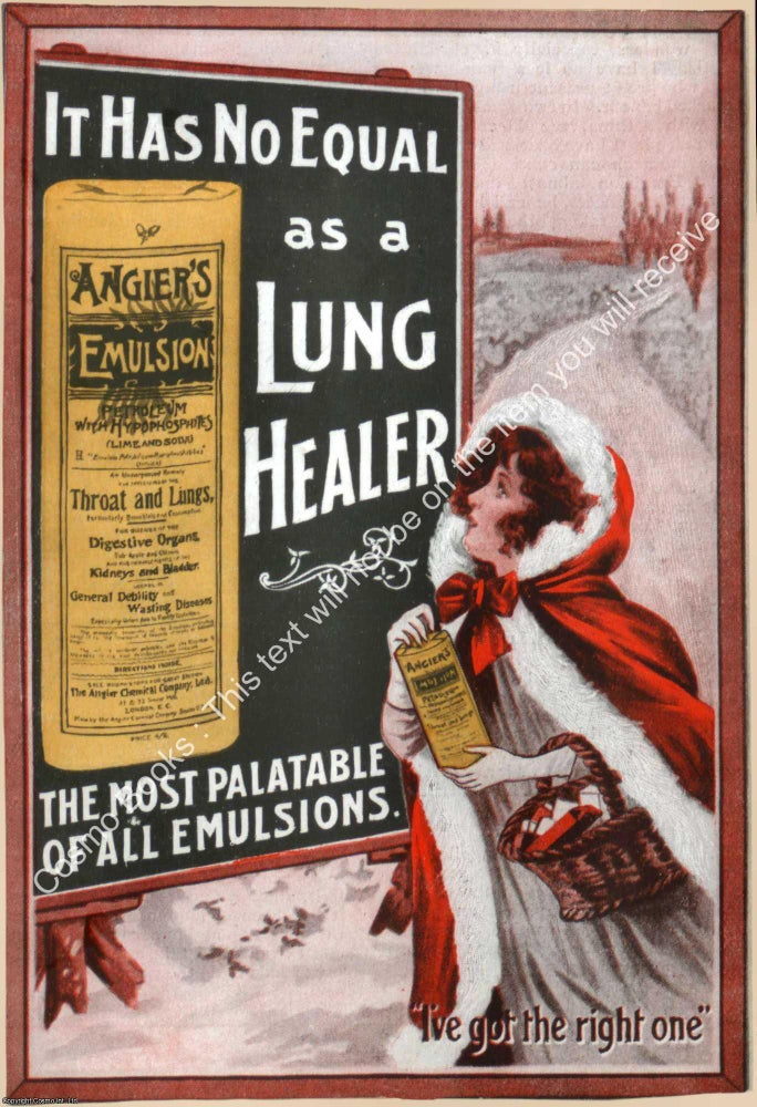 Item #807400 Angier's Emulsion Lung Healer. PRINT : A MODERN COLOUR REPRINT of an original...