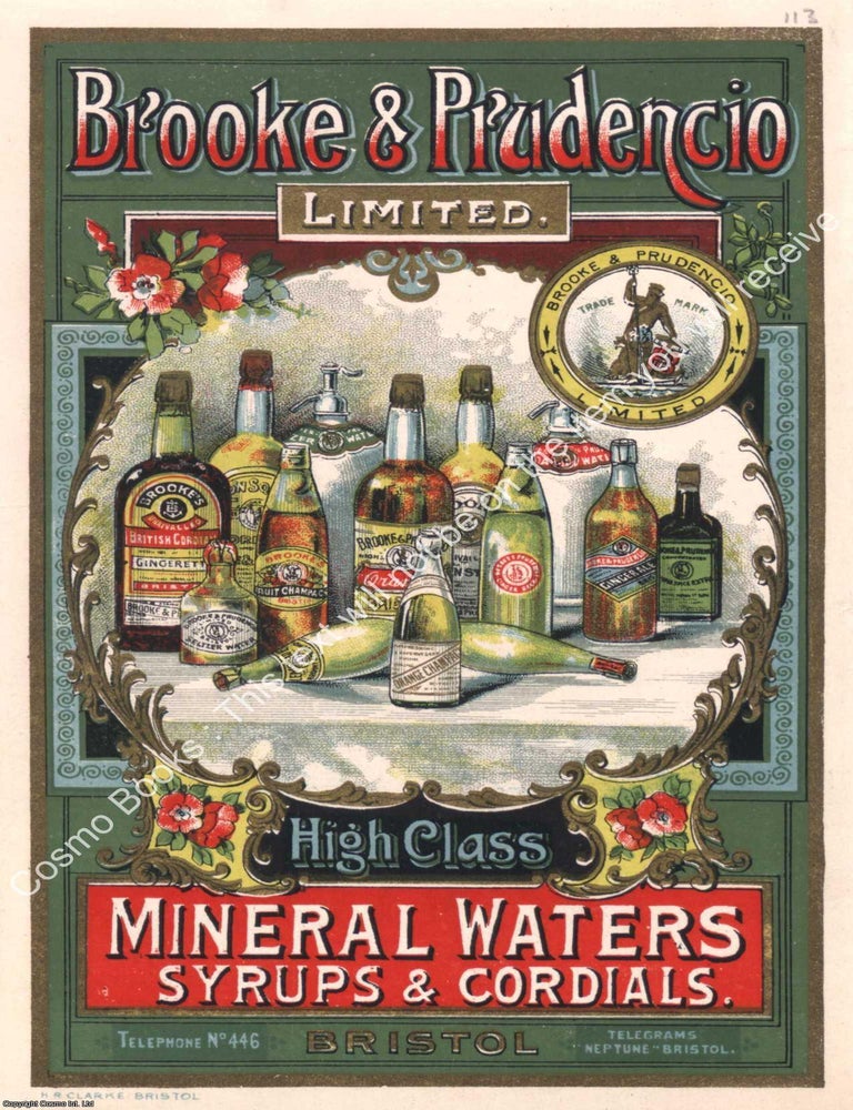 Item #807422 Brooke & Prudencio Mineral Waters, Syrups & Cordials. PRINT : A MODERN...